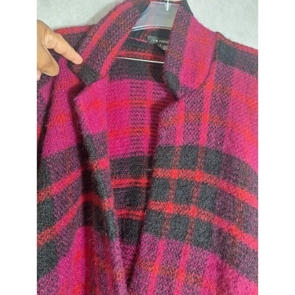 Vtg 80s I.B. Diffusion Mohair Wool Thick Furry Plaid Bright Cardigan Womens Sz L - Picture 10 of 15